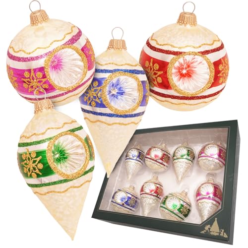 Krebs Glas Lauscha - Weihnachtsdekoration/Christbaumschmuck aus Glas - Reflektor Kugel und Tropfen EIS Bunt - Farbe: Champagne - Größe: ca. 7-10 cm Krebs Glas Lauscha - Weihnachtsdekoration/Christbaumschmuck aus Glas - Reflektor Kugel und Tropfen EIS Bunt - Farbe: Champagne - Größe: ca. 7-10 cm von Krebs Glas Lauscha
