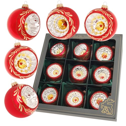 Krebs Glas Lauscha - Weihnachtsdekoration/Christbaumschmuck aus Glas - Reflex Weihnachtsbaumkugeln - Farbe: Rot - 9 Stück - Größe: ca. 8 cm Krebs Glas Lauscha - Weihnachtsdekoration/Christbaumschmuck aus Glas - Reflex Weihnachtsbaumkugeln - Farbe: Rot - 9 Stück - Größe: ca. 8 cm von Krebs Glas Lauscha