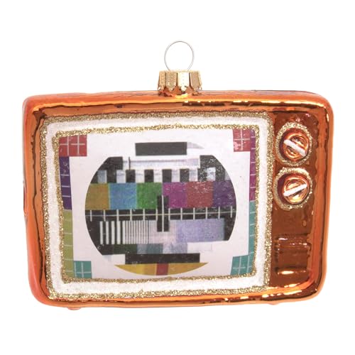 Krebs Glas Lauscha - Weihnachtsdekoration/Christbaumschmuck aus Glas - Retro Fernseher - Farbe: Schwarz - Größe: ca. 9 cm von Krebs Glas Lauscha