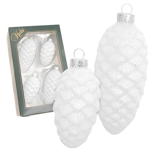 Krebs Glas Lauscha - Weihnachtsdekoration/Christbaumschmuck aus Glas - Tannenzapfen Set - Inhalt: 4 Stück - Farbe: Weiß - Größe: ca. 8-10 cm Krebs Glas Lauscha - Weihnachtsdekoration/Christbaumschmuck aus Glas - Tannenzapfen Set - Inhalt: 4 Stück - Farbe: Weiß - Größe: ca. 8-10 cm von Krebs Glas Lauscha