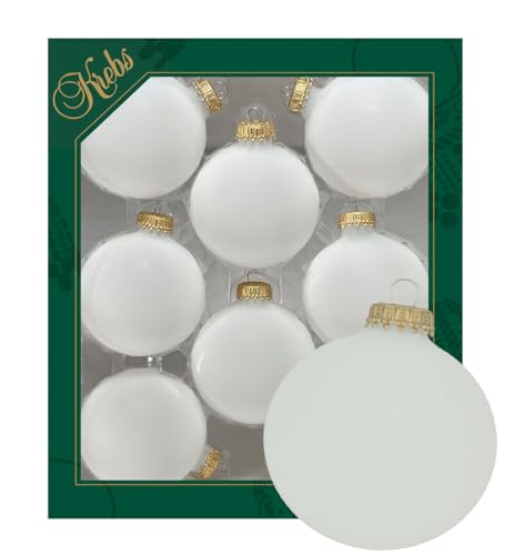 Krebs Glas Lauscha - Weihnachtsdekoration/Christbaumschmuck aus Glas - Unifarbende Kugeln Frost - Menge: 8 Stück - Farbe: Weiß - Größe: ca. 7 cm von Krebs Glas Lauscha
