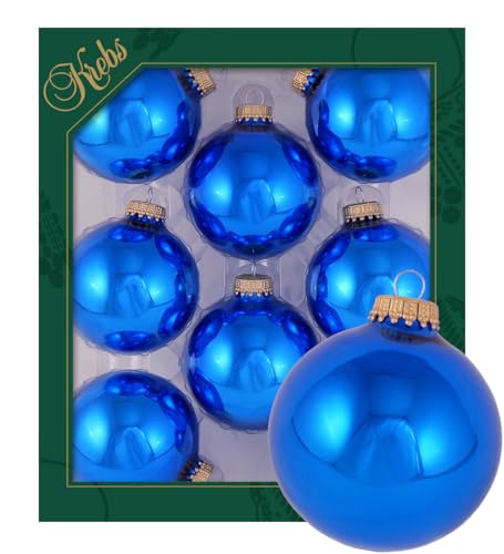 Krebs Glas Lauscha - Weihnachtsdekoration/Christbaumschmuck aus Glas - Unifarbende Kugeln Klassisch Blau Glanz - Menge: 8 Stück - Farbe: Blau Glanz - Größe: ca. 7 cm Krebs Glas Lauscha - Weihnachtsdekoration/Christbaumschmuck aus Glas - Unifarbende Kugeln Klassisch Blau Glanz - Menge: 8 Stück - Farbe: Blau Glanz - Größe: ca. 7 cm von Krebs Glas Lauscha