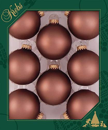 Krebs Glas Lauscha - Weihnachtsdekoration/Christbaumschmuck aus Glas - Unifarbende Kugeln Kokosnussbraun - Menge: 8 Stück - Farbe: Braun Matt - Größe: ca. 7 cm von Krebs Glas Lauscha