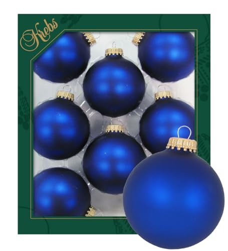 Krebs Glas Lauscha - Weihnachtsdekoration/Christbaumschmuck aus Glas - Unifarbende Kugeln - Menge: 8 Stück - Farbe: Königsblau matt - Größe: ca. 7 cm Krebs Glas Lauscha - Weihnachtsdekoration/Christbaumschmuck aus Glas - Unifarbende Kugeln - Menge: 8 Stück - Farbe: Königsblau matt - Größe: ca. 7 cm von Krebs Glas Lauscha