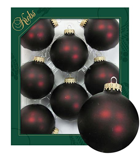 Krebs Glas Lauscha - Weihnachtsdekoration/Christbaumschmuck aus Glas - Unifarbende Kugeln - Menge: 8 Stück - Farbe: Schweizer Schokolade - Größe: ca. 7 cm von Krebs Glas Lauscha