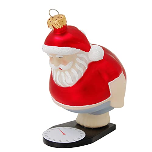 Krebs Glas Lauscha - Weihnachtsdekoration/Christbaumschmuck aus Glas - Weihnachtsbaumanhänger - Motiv: Weihnachtsmann auf Waage - Größe: ca. 11 cm von Krebs Glas Lauscha