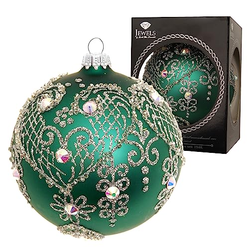 Krebs Glas Lauscha - Weihnachtsdekoration/Christbaumschmuck aus Glas - Weihnachtskugeln - Farbe: Grün - verziert mit Strasssteinen - Größe: 10 cm Krebs Glas Lauscha - Weihnachtsdekoration/Christbaumschmuck aus Glas - Weihnachtskugeln - Farbe: Grün - verziert mit Strasssteinen - Größe: 10 cm von Krebs Glas Lauscha