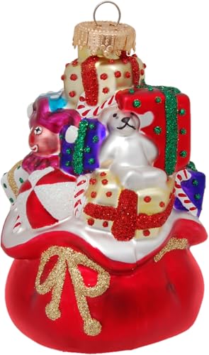 Krebs Glas Lauscha - Weihnachtsdekoration/Christbaumschmuck aus Glas - Weihnachtsmann Geschenkesack - Größe: ca. 10 cm von Krebs Glas Lauscha