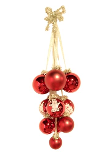 Krebs Glas Lauscha - Weihnachtsdekoration aus Glas - Glaskugel Gehänge - Ideal um Fenster oder Türen zu schmücken- Farbe: Rot - Größe: ca. 5-8 cm von Krebs Glas Lauscha