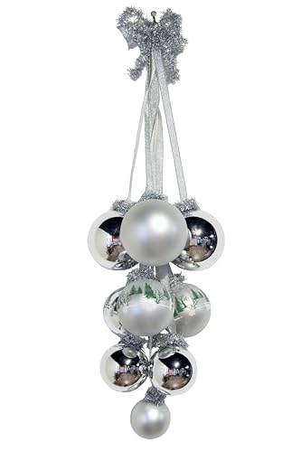 Krebs Glas Lauscha - Weihnachtsdekoration aus Glas - Glaskugel Gehänge - Ideal um Fenster oder Türen zu schmücken- Farbe: Silber - Größe: ca. 5-8 cm von Krebs Glas Lauscha