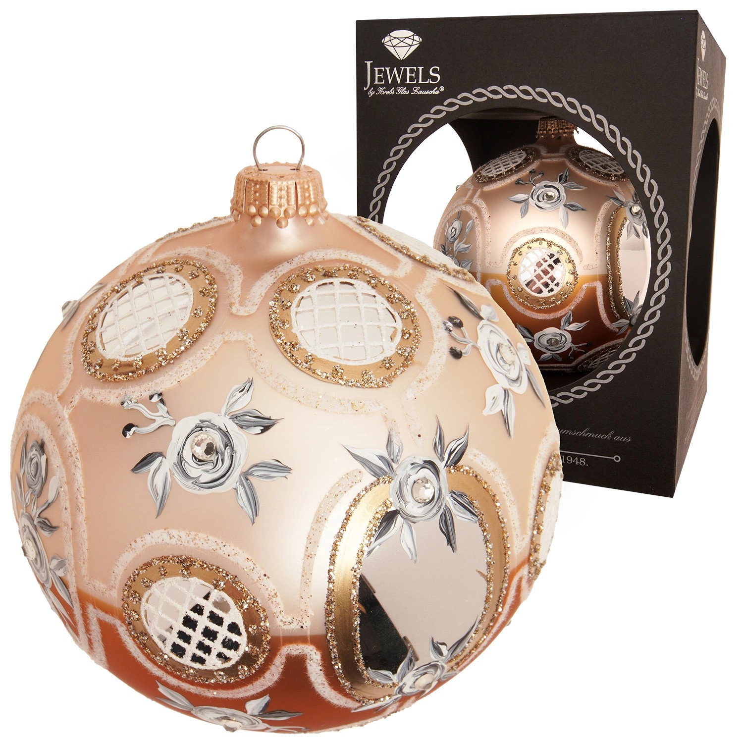 Krebs Glas Lauscha Weihnachtskugel Barock-Design Goldfarbig 10cm Krebs Glas Lauscha Weihnachtskugel Barock-Design Goldfarbig 10cm von Krebs Glas Lauscha