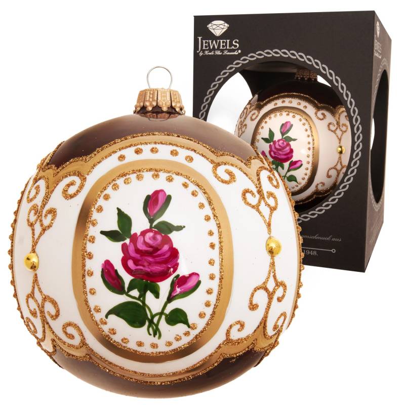 Krebs Glas Lauscha Weihnachtskugel Rosendesign Barock Rot 10cm von Krebs Glas Lauscha
