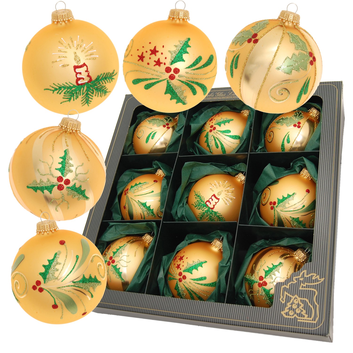 Krebs Glas Lauscha Weihnachtskugeln Kerze und Zweige 9-tlg. 8cm Krebs Glas Lauscha Weihnachtskugeln Kerze und Zweige 9-tlg. 8cm von Krebs Glas Lauscha