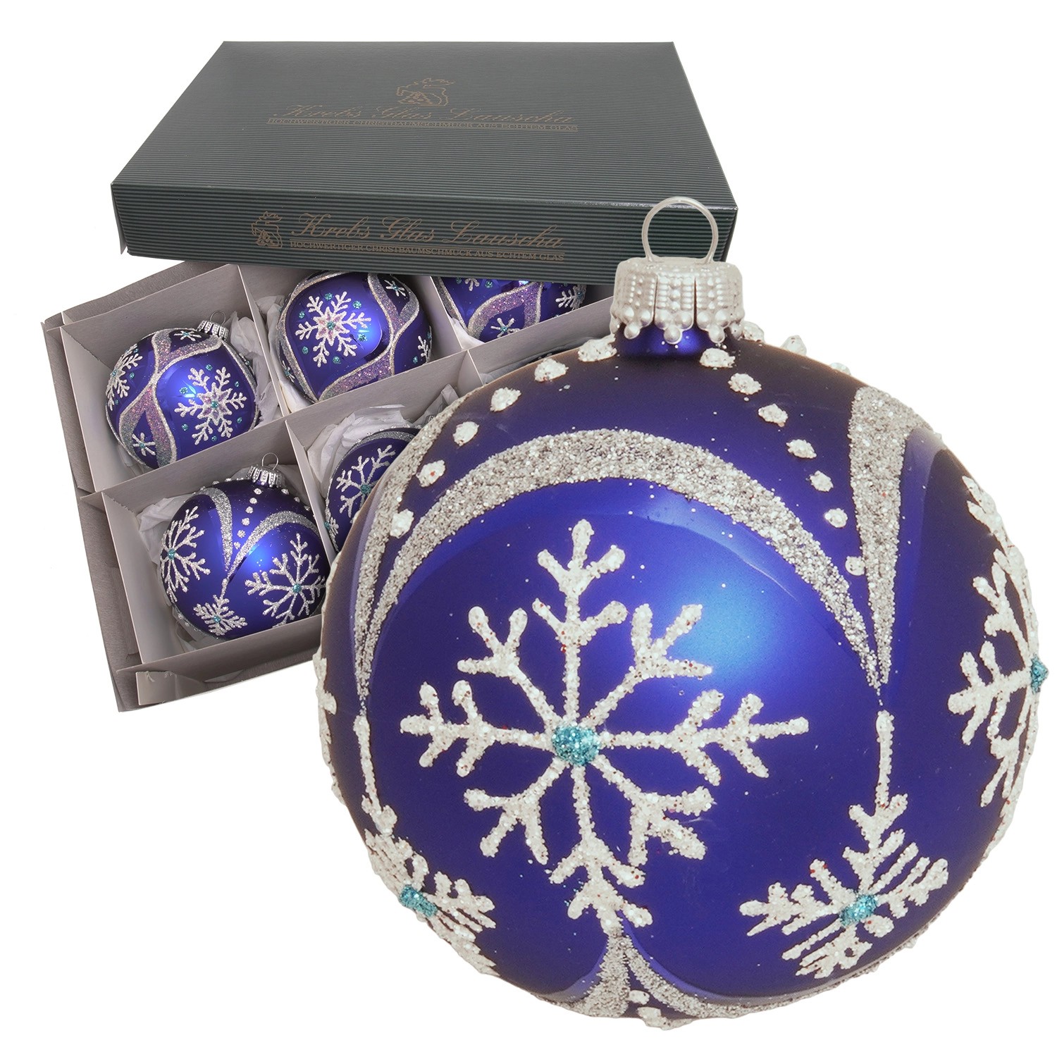 Krebs Glas Lauscha Weihnachtskugeln Schneeflocke 6er-Set 8cm Krebs Glas Lauscha Weihnachtskugeln Schneeflocke 6er-Set 8cm von Krebs Glas Lauscha