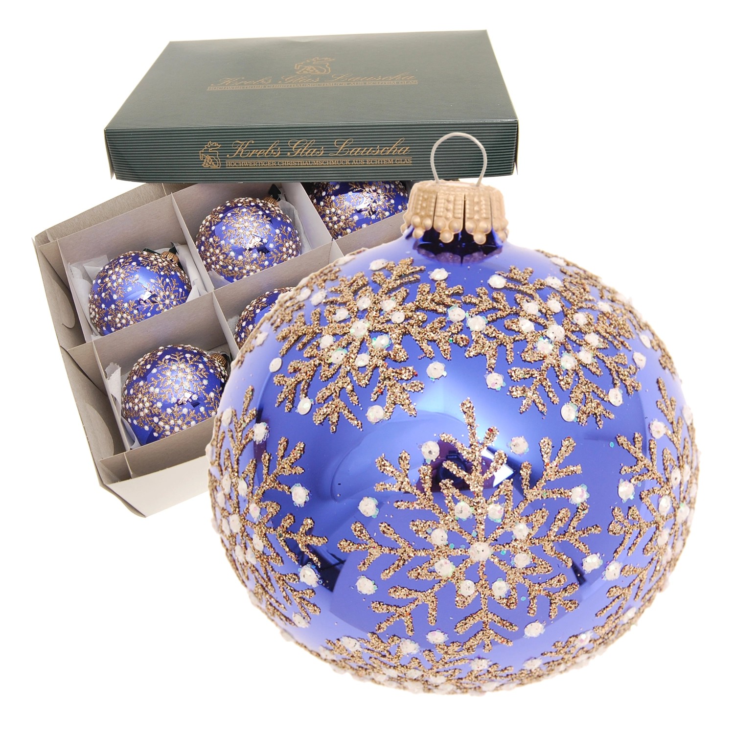 Krebs Glas Lauscha Weihnachtskugeln Schneeflocken 6er-Set 8cm Krebs Glas Lauscha Weihnachtskugeln Schneeflocken 6er-Set 8cm von Krebs Glas Lauscha