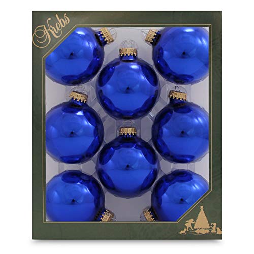 Krebs Glas Lauscha Weihnachtskugeln blau glänzend 8 Stück/Set, Ø 7 cm von Krebs Glas Lauscha
