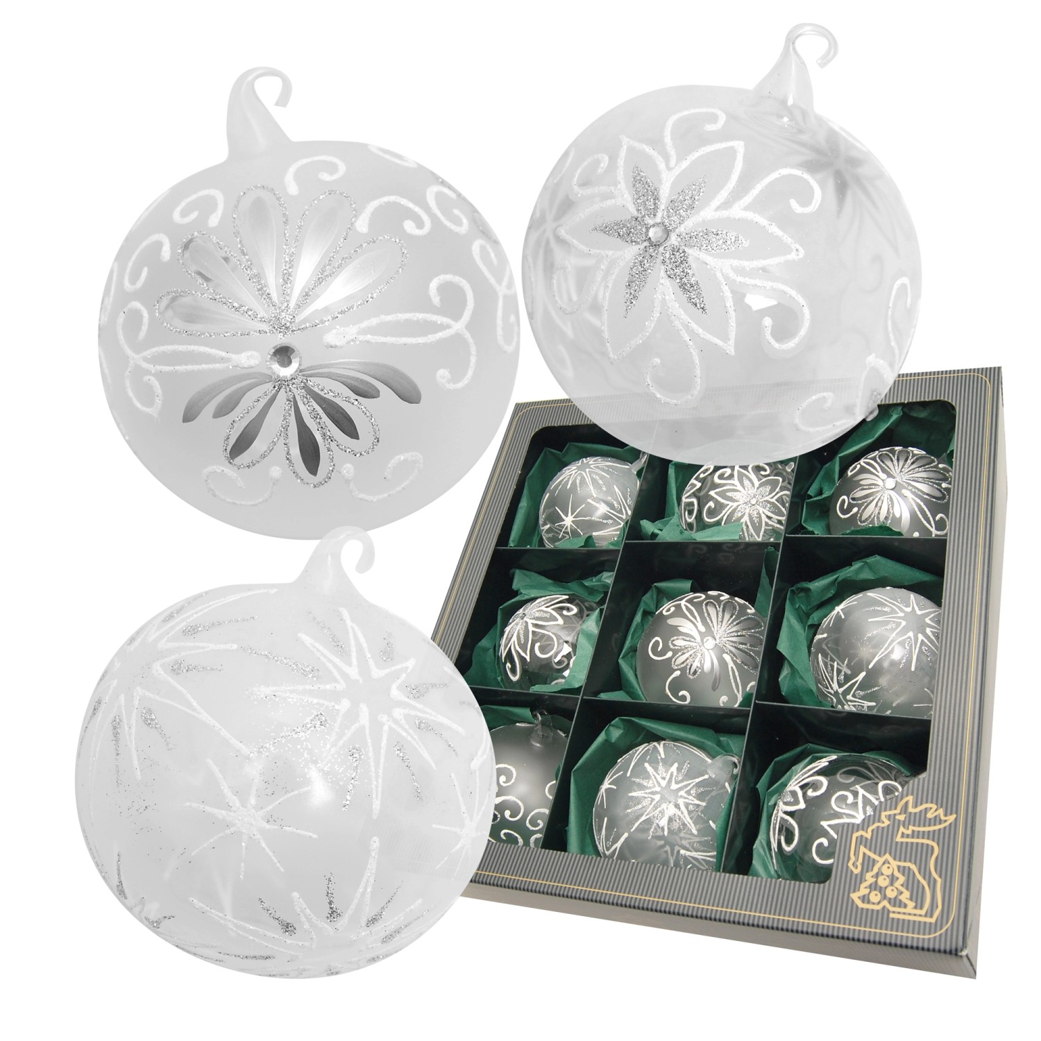 Krebs Glas Lauscha Weihnachtskugeln mit Öse 9-tlg. 8cm Krebs Glas Lauscha Weihnachtskugeln mit Öse 9-tlg. 8cm von Krebs Glas Lauscha