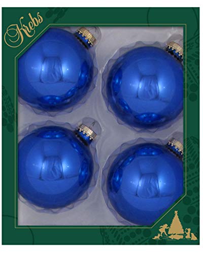 Krebs Glas Lauscha - Christbaumschmuck/Christbaumkugeln - Box mit 4 königsblauen Kugeln aus Glas in Einer Größe von 8cm von Krebs Glas Lauscha