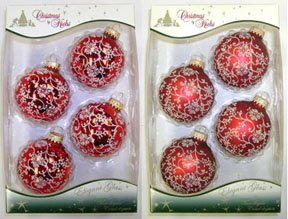Kugelset Glitterranken 7cm 2fach sortiert Rot glanz/matt 4 Stck./Box, 2 Box/Set Kugelset Glitterranken 7cm 2fach sortiert Rot glanz/matt 4 Stck./Box, 2 Box/Set von Krebs Glas Lauscha