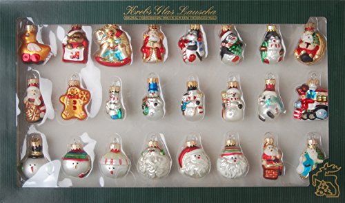 Krebs Glas Lauscha - Mini Figurensortiment - 24 Stück - kleine Glasfiguren als Weihnachtsbaumschmuck - Glaskugeln von Krebs Glas Lauscha