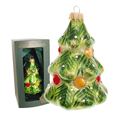 Weihnachtsbaum Porzellan-Look, grün/rot/Gold 16cm von Krebs Glas Lauscha