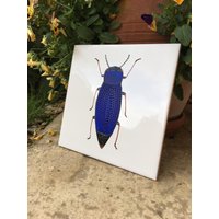 "Blauer Käfer "Blauer Käfer" Kunst, Fliesenbild." von KreetzersCreatures