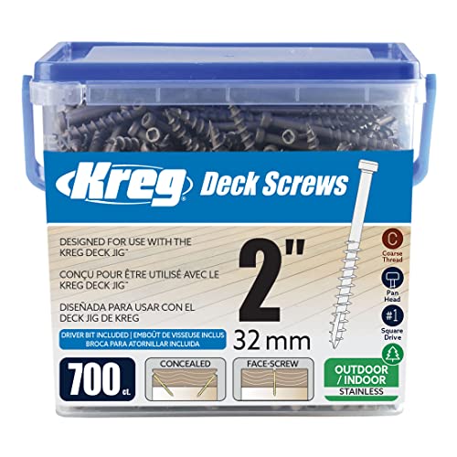 KREG® Edelstahl-Deckschraube, 51 mm, #8 Grobgewinde, Flachkopf, 700 Stück von Kreg