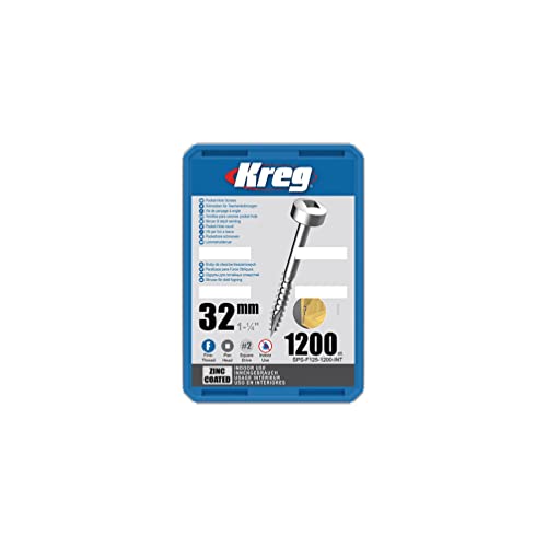 Kreg - 1200 verzinkte Schrauben - 6 x 32 mm - Feingewinde - Maxi-Loc Vierkant von Kreg