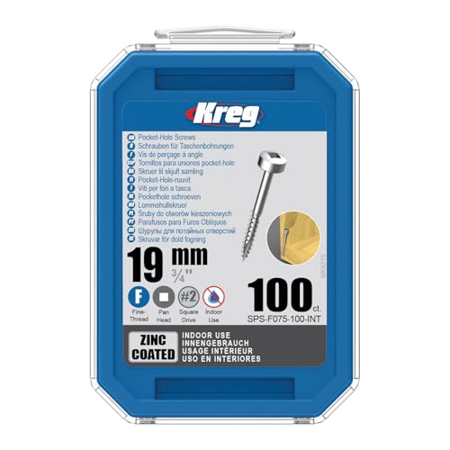 Kreg SPS-F075-100 0.75-Inch No.6 Fine Thread Pan Head Pocket Screws, 100-Count by Kreg Kreg SPS-F075-100 0.75-Inch No.6 Fine Thread Pan Head Pocket Screws, 100-Count by Kreg von Kreg