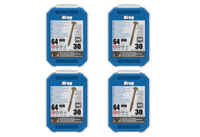 Kreg Schraube 4x HD Protec-Kote Maxi-Loc 64 mm (4x SML-C2X250-30-INT) 120 Stück von Kreg