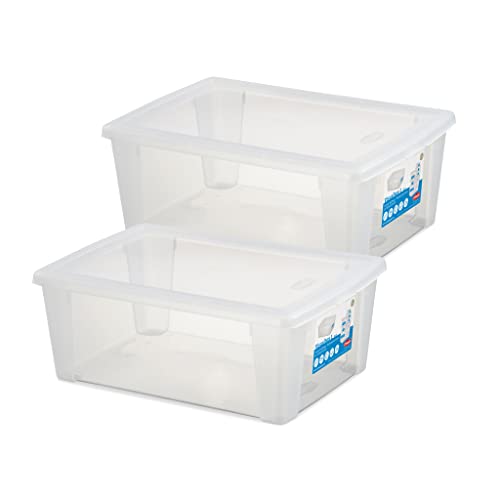 2 Stück Aufbewahrungsboxen mit Deckel aus transparentem Kunststoff und XXL Stauvolumen! In verschiedenen Größen. (2 x L) von Kreher