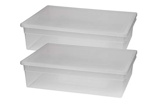 Kreher 2 Stück XL Aufbewahrungsbox mit Deckel aus transparentem Kunststoff und XL Stauvolumen! Maße: 37,6 x 52 x 13,9 cm von Kreher
