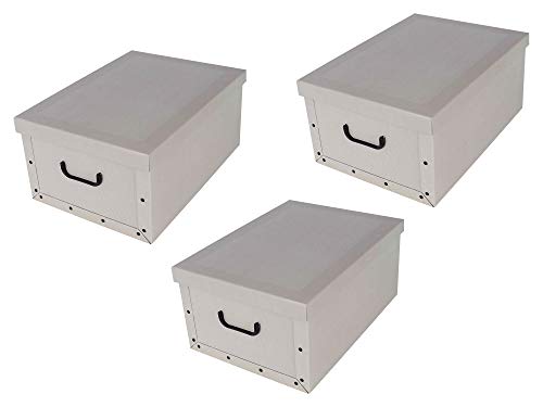 3 Stück XXL Dekokarton in moderner Trendfarbe "Classic Beige" mit dezenten Streifen. Praktisch und edel für Haushalt, Büro oder zum Verschenken! Mit Griffen zum Tragen und XXL Volumen! von Kreher