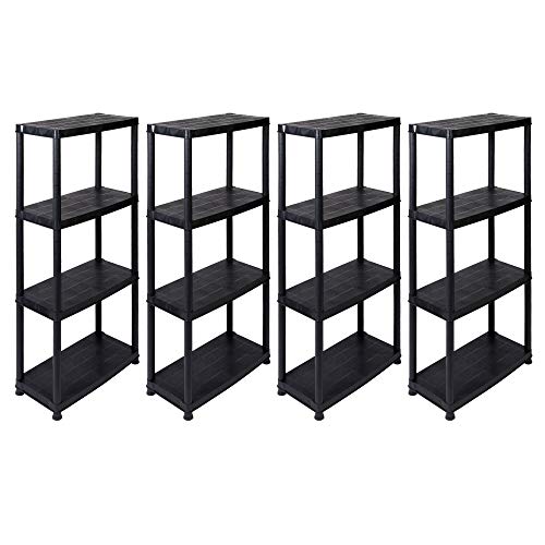 4 Stück Lagerregal, Kunststoffregal in Schwarz. Maße BxTxH pro Regal: 61 x 30,5 x 130 cm. TÜV geprüft. von Kreher