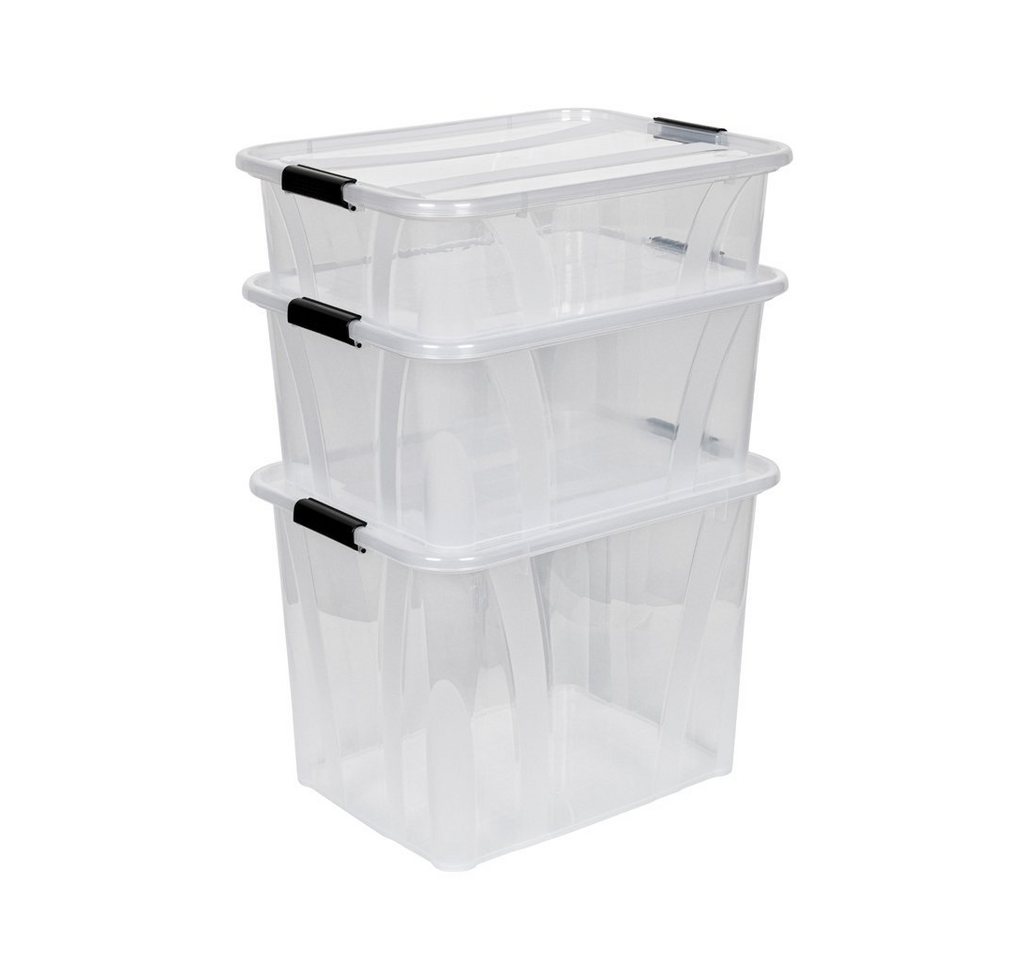 Kreher Aufbewahrungsbox 3er Set: Master Boxen mit Deckel (21, 32, 55 Liter) von Kreher