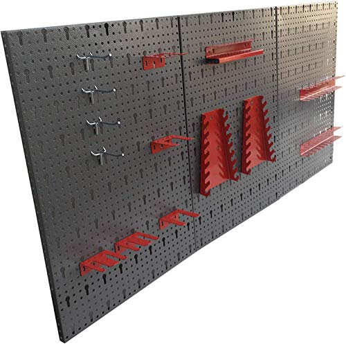 Kreher XL Werkzeuglochwand, Werkzeugwand aus Metall mit Hakensortiment 14 Teile, ca. 120 x 60 x 1 cm von Kreher