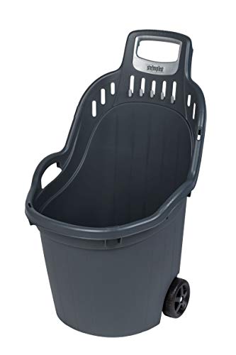 Gartentrolley HELPY mit 50 Liter Nutzvolumen, belastbar bis max. 60 kg. Räder auf Metallachse. In Grau oder Grün (Grau) von Kreher