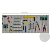 XXXL Lochwand mit Hakensortiment 52tlg. _Hellgrau _ 120 x 46 cm von Kreher