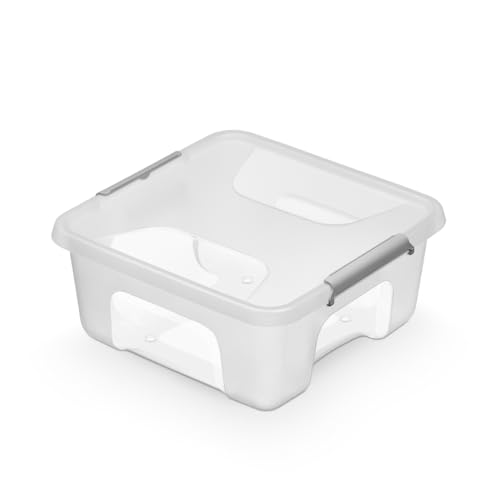 Kreher® Aufbewahrungsbox Transportbox Kleiderbox Kunststoffbox mit Deckel, Stapelbar, lebensmittelecht und BPA-frei in robuster Ausführung! Aus Kunststoff in Transparent. In verschiedenen Größen. von Kreher