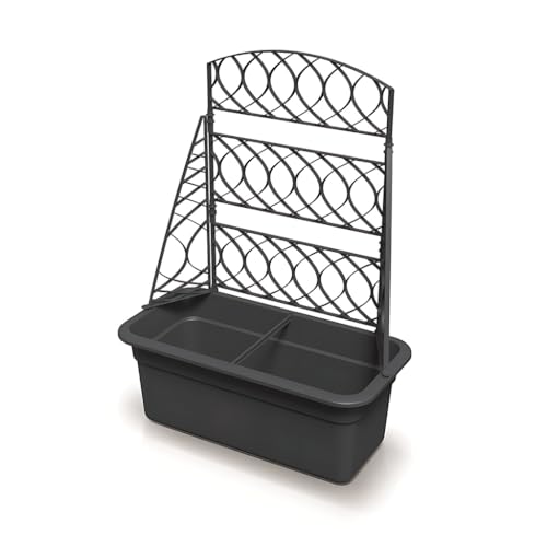 Kreher® XL Rankgitter, Spalier mit Pflanzkasten aus robustem Kunststoff in Anthrazit. Maße BxTxH in cm: 58 x 28,8 x 80 cm. Top für Garten, Terrasse und Balkon! (1) von Kreher