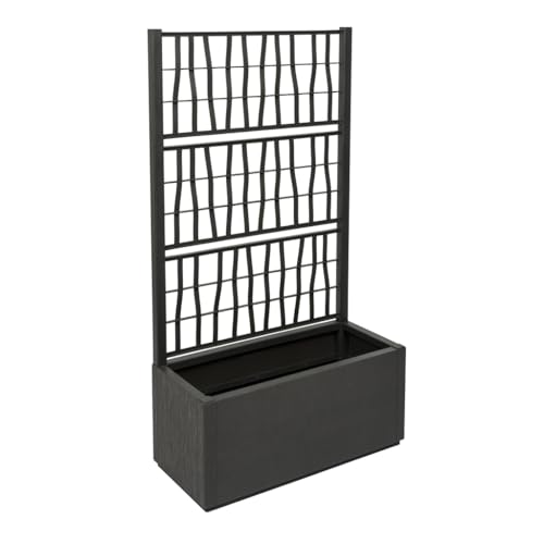 Kreher® XL Rankgitter, Spalier mit Pflanzkasten aus robustem Kunststoff. Maße BxTxH in cm: 80 x 36 x 140 cm. Topp für Garten, Terrasse und Balkon! (Anthrazit) von Kreher