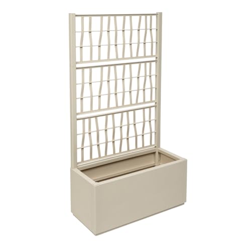 Kreher® XL Rankgitter, Spalier mit Pflanzkasten aus robustem Kunststoff. Maße BxTxH in cm: 80 x 36 x 140 cm. Topp für Garten, Terrasse und Balkon! (Beige) von Kreher