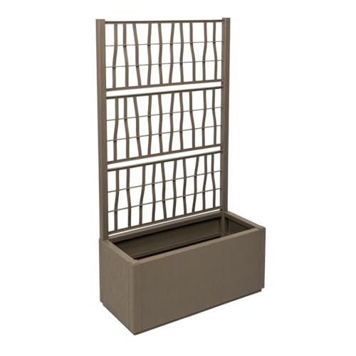 Kreher® XL Rankgitter, Spalier mit Pflanzkasten aus robustem Kunststoff. Maße BxTxH in cm: 80 x 36 x 140 cm. Topp für Garten, Terrasse und Balkon! (Taupe) von Kreher