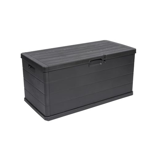Kreher® XL Kissenbox/Gartenbox 170 Liter oder 340 Liter Nutzvolumen in moderner Holz Optik in Anthrazit! Robust, abwaschbar und einfach im Aufbau! (340 L) von Kreher