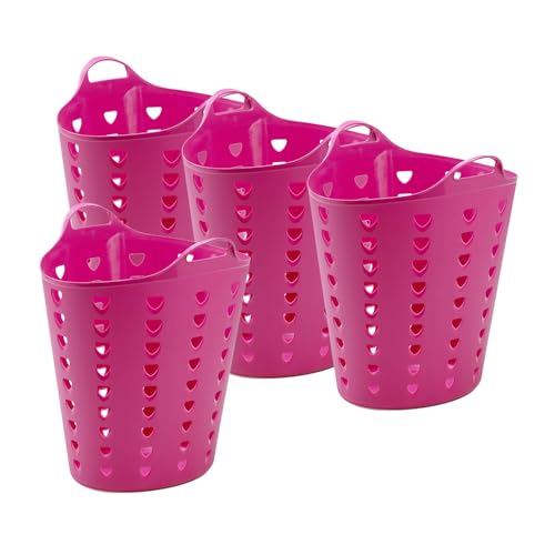 Kreher® flexibler Wäschekorb, Mehrzweckkorb, gelocht in Pink oder Blau. Mit Griffen und Nutzvolumen von ca. 65 Liter pro Korb. (Set und Farbe wählbar) (4er Set Pink) von Kreher