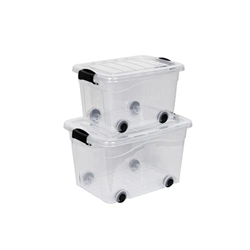 Kreher 2 Stück Rollboxen Set 20 und 40 Liter Volumen mit Deckel. In Transparenter Ausführung aus robustem Kunststoff. Kreher 2 Stück Rollboxen Set 20 und 40 Liter Volumen mit Deckel. In Transparenter Ausführung aus robustem Kunststoff. von Kreher