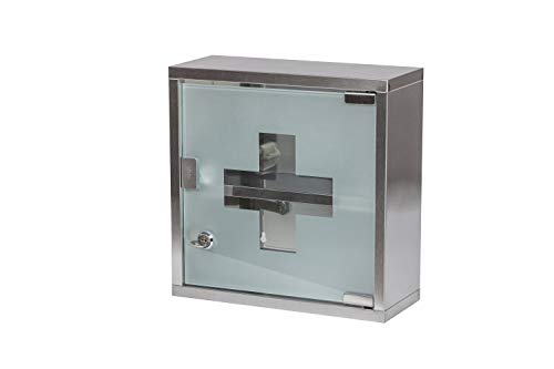 Kreher Abschließbarer Medizinschrank aus rostfreien Stahl mit Einer Glastür. Zur Wandaufhängung oder zum Stellen. Maße (BxTxH): 30 x 12 x 30 cm! von Kreher