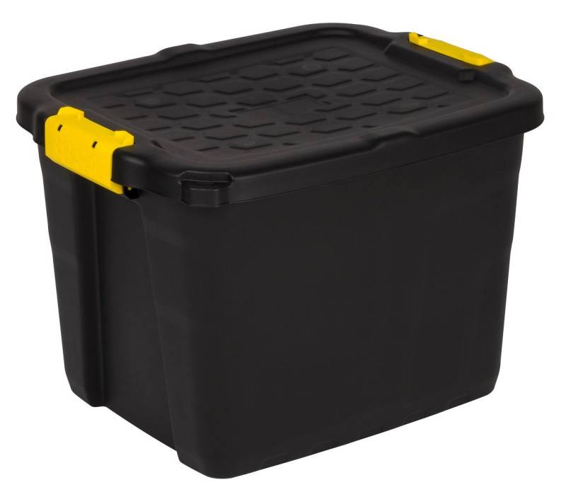 Kreher Aufbewahrungsbox "TOUGH" 42 Liter in Schwarz mit abschließbarem Deckel von Kreher