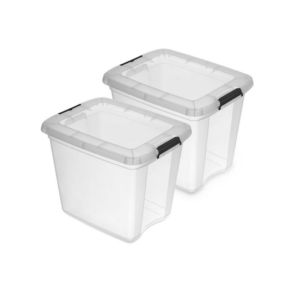 Kreher Aufbewahrungsbox Set: 2 x Robust Store mit Deckel in Transparenter von Kreher