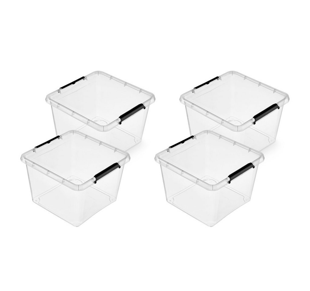 Kreher Aufbewahrungsbox Simple Store Box 25 Liter mit Deckel und Griffmulden (4 St) von Kreher